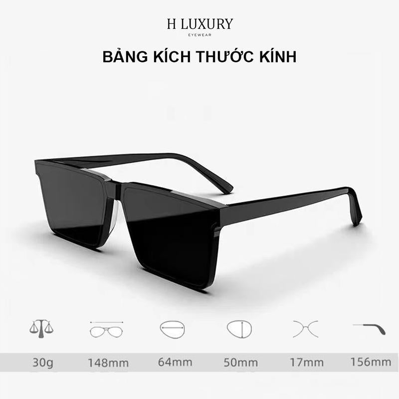 Hluxury Tesla V2 - Kính râm thời trang nam nữ chống tia UV, mặt kính ánh xanh phân cực, kèm hộp da & khăn lau
