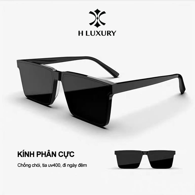 Hluxury Tesla V2 - Kính râm thời trang nam nữ chống tia UV, mặt kính ánh xanh phân cực, kèm hộp da & khăn lau