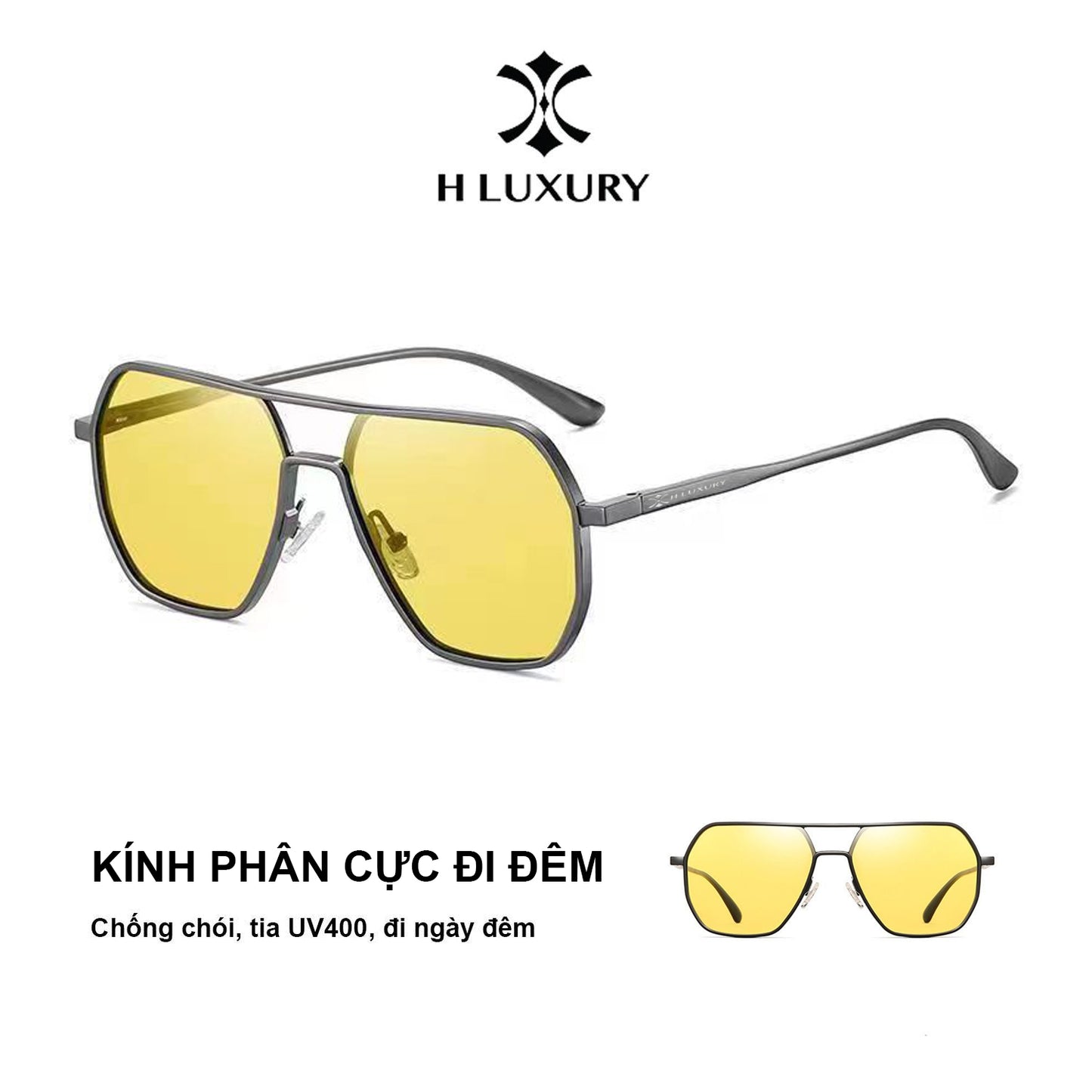 [Kính Đi Đêm V1400 Kính Râm Phân Cực Chuyên Dụng Khi Lái Xe Đêm - Mắt Kính Titan Có Thế Đi Ngày Đêm