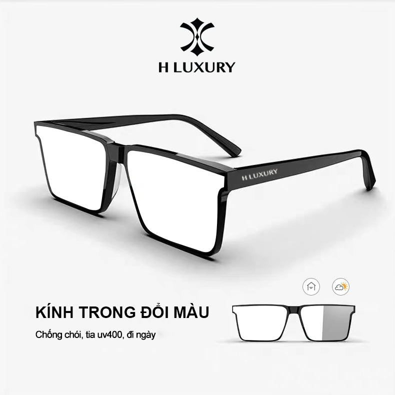 Hluxury Tesla V2 - Kính râm thời trang nam nữ chống tia UV, mặt kính ánh xanh phân cực, kèm hộp da & khăn lau