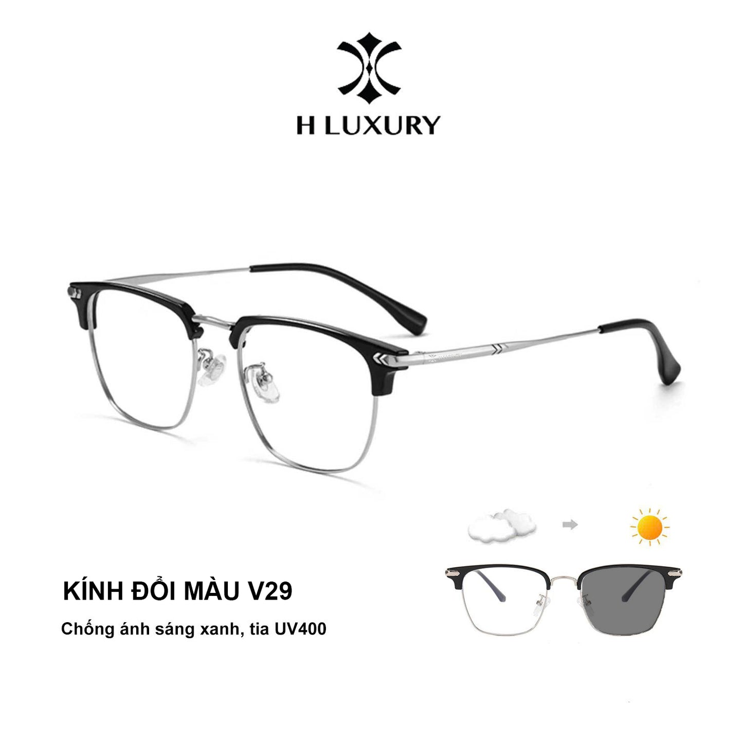 [Mắt Kính V29] Kính Nam Nữ Gọng Giả Cận, Chống Ánh Sáng Xanh + Tia UV, Gọng Kính Nhẹ