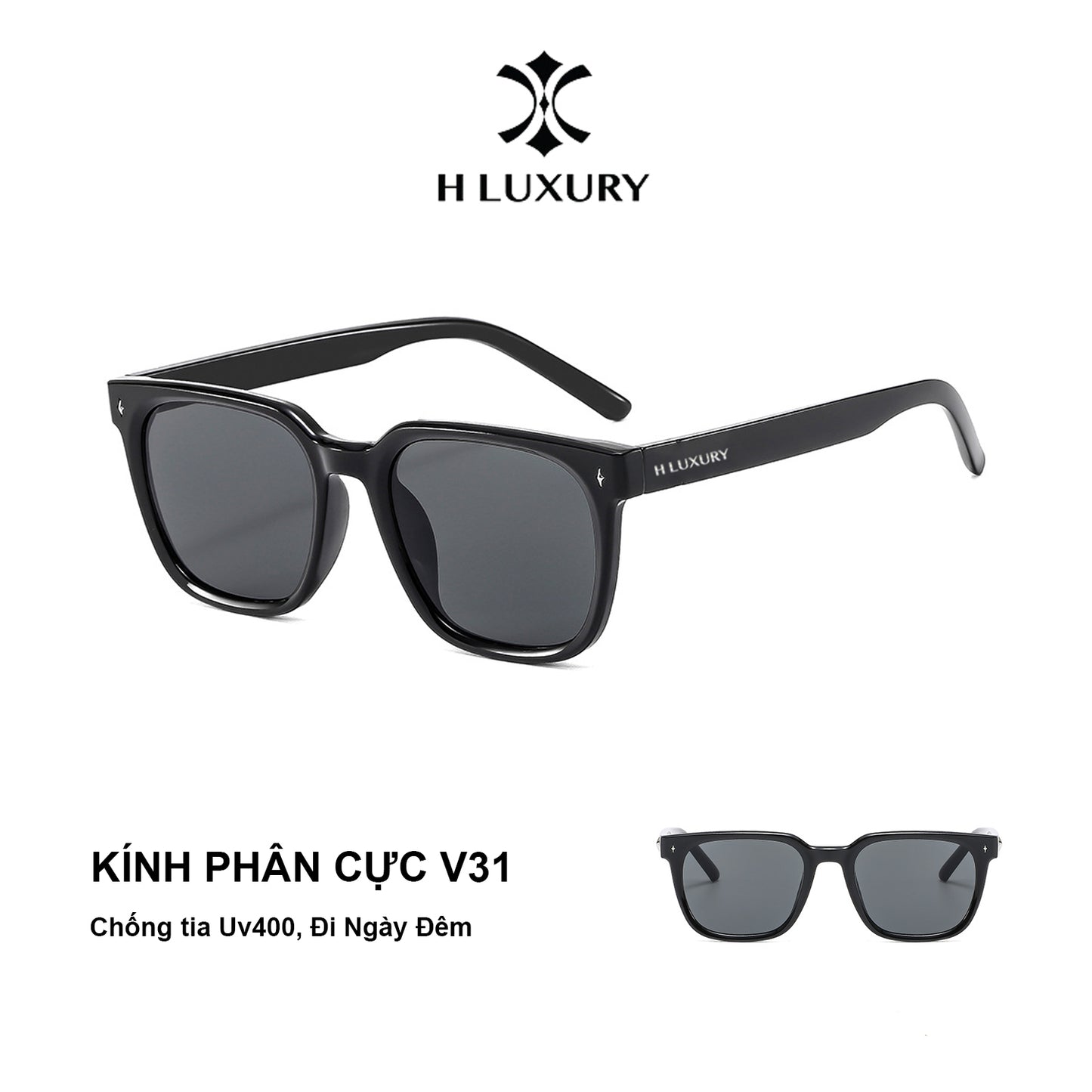 [Kính râm thời trang nam nữ V31] H Luxury - Chống tia Uv400 - Chống chói lóa - Kính thời trang nam nữ