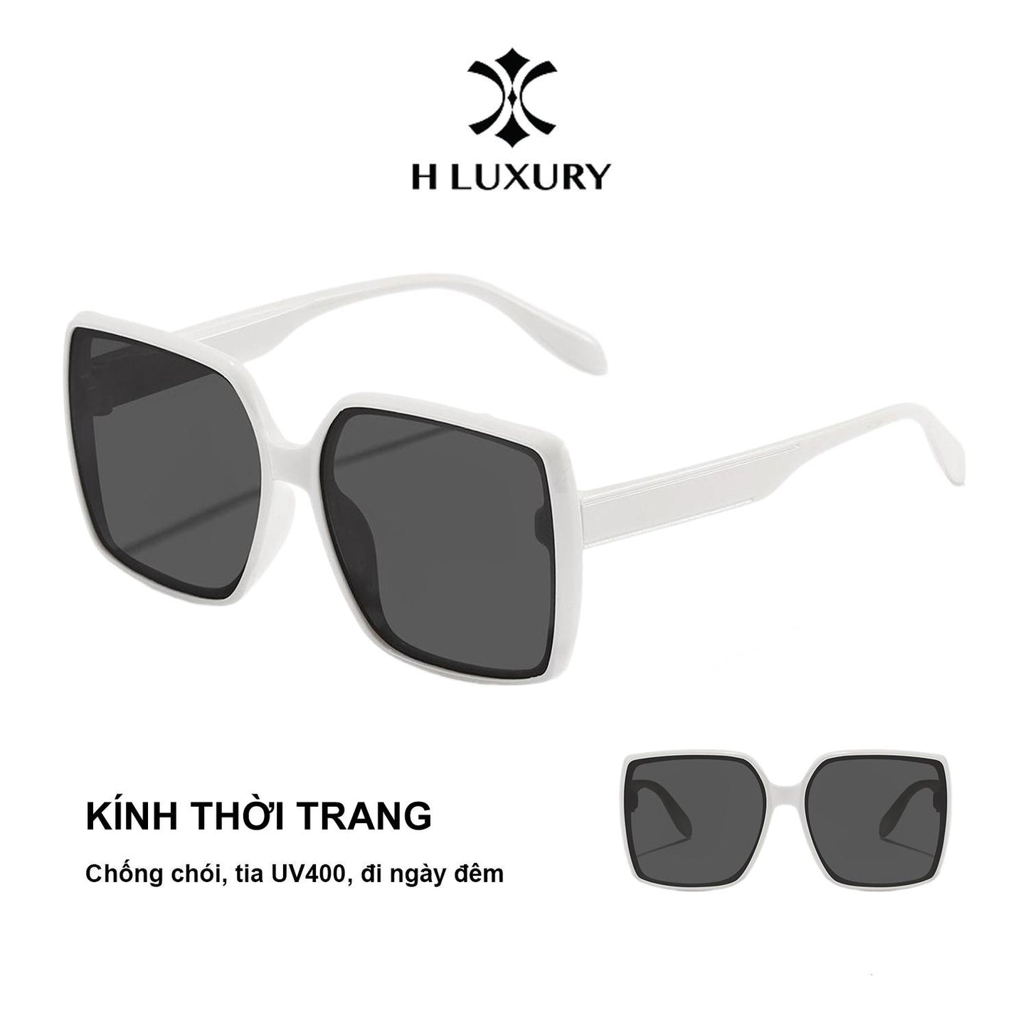 [Kính Râm Cho Nữ V16] Gọng Kính Vuông Cá Tính Chống Tia UV - Phong Cách Hàn Quốc